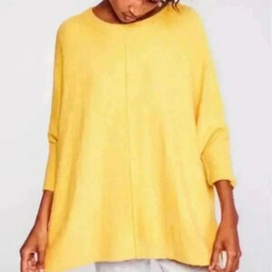Lou & Grey Brand Yellow Textured cozy knit oversized  sweater poncho XS/S